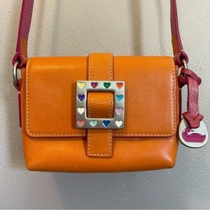 Dooney & Bourke Y2K Vintage Tangerine Square Hearts Crossbody Handbag